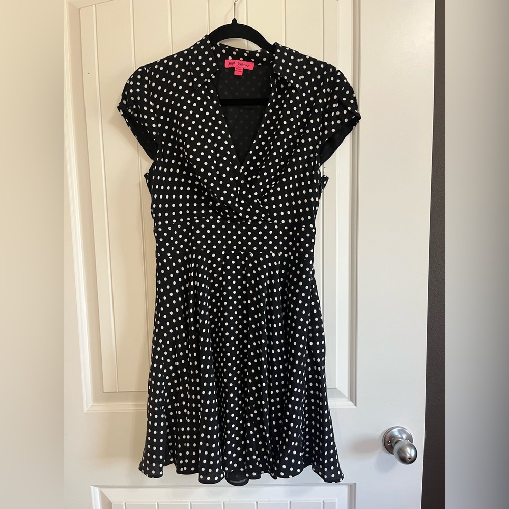 Vintage Betsey Johnson Dress Sz 6 Fit & Flare Skater Dress Roller Derby Polka
